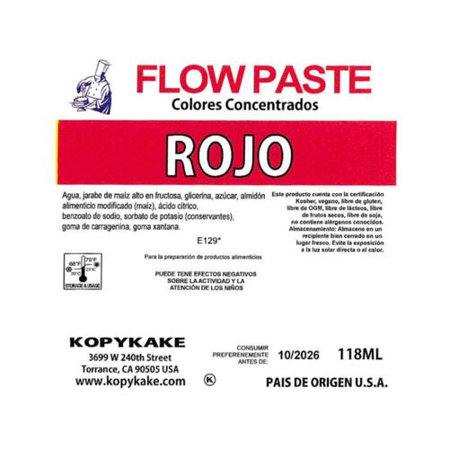 COLORANTE EN GEL "FLOW PASTE" KOPYKAKE - ROJO (118 ML)