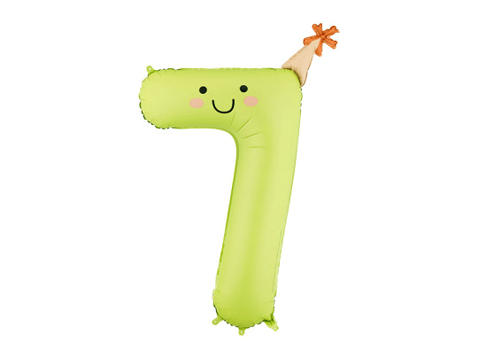 Globo de papel metalizado con el número "7", 86 cm, verde claro.