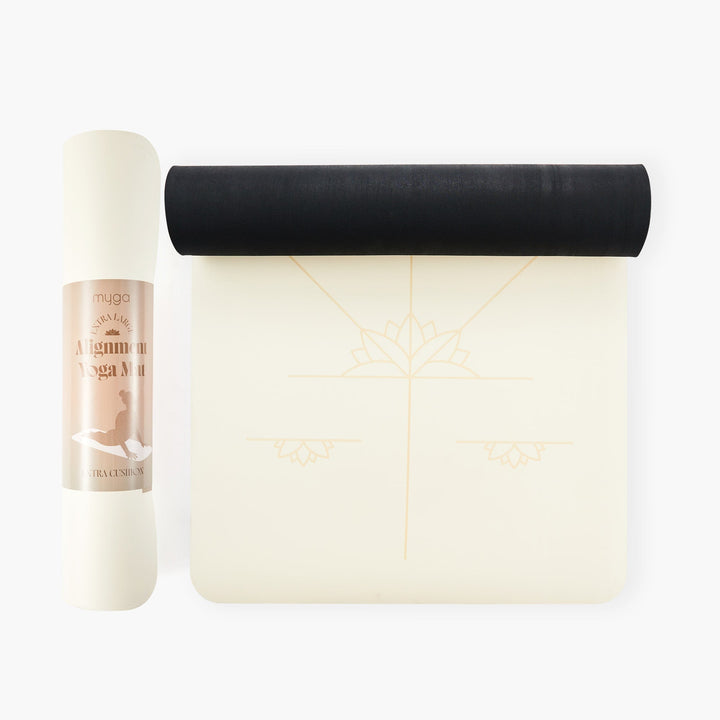 Esterilla de yoga Myga - Alineación de goma XL 6 mm 205 x 70 cm - Color Crema