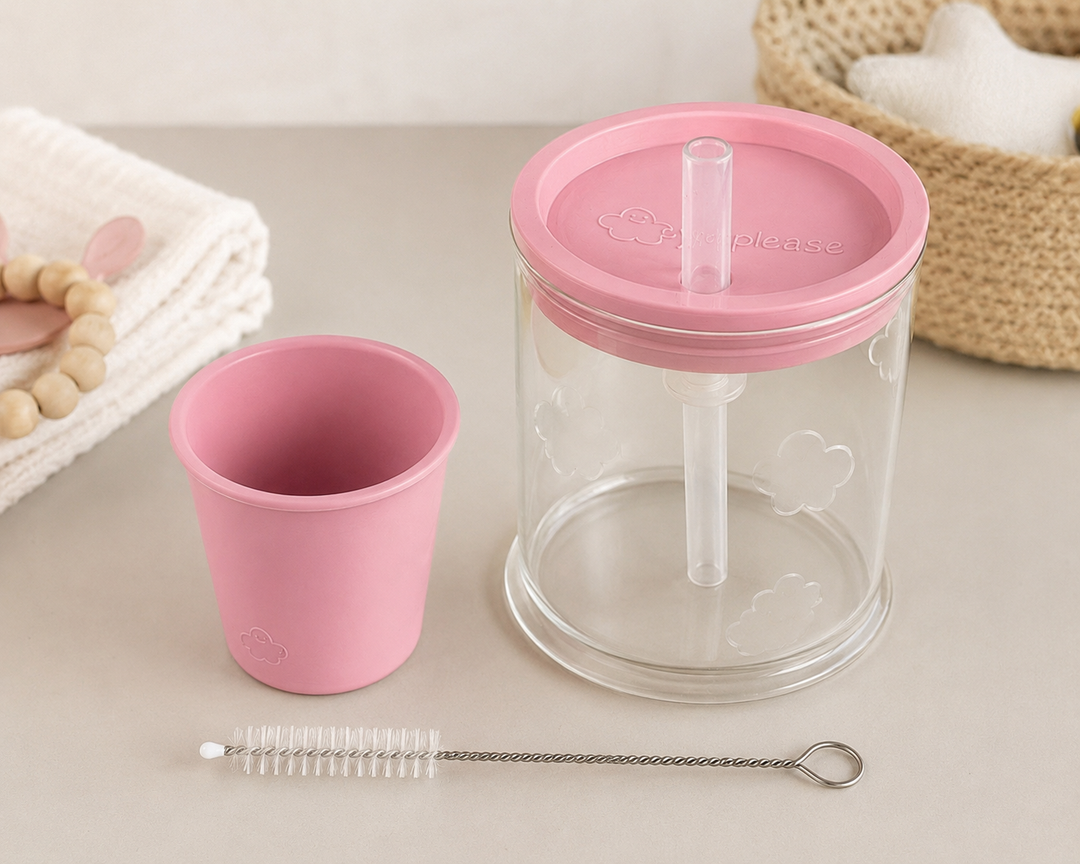 Vaso rosa de aprendizaje para bebés 3 en 1