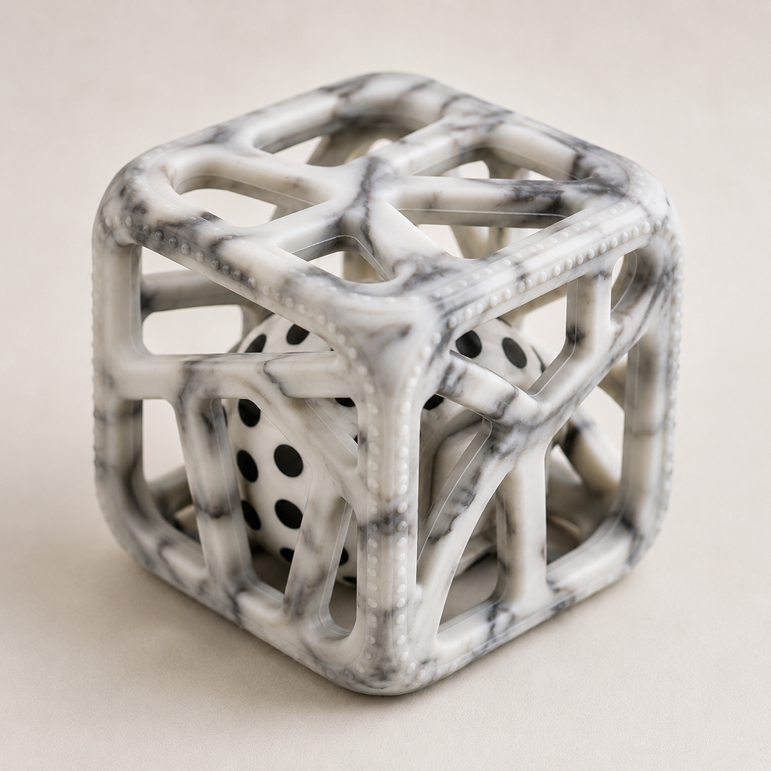 Sonajero de mordedor en forma de cubo de fácil agarre efecto marmolado