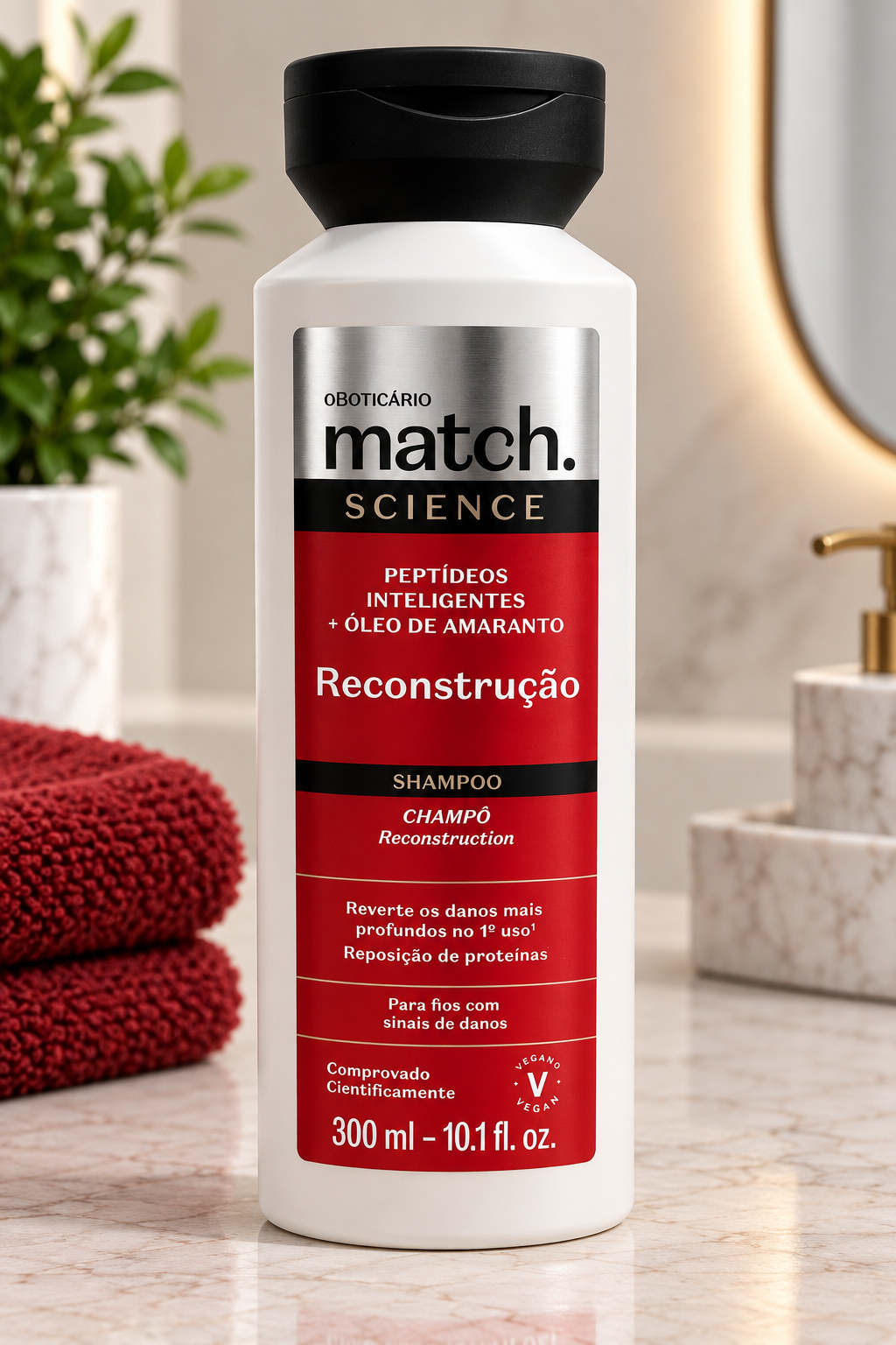 Champú Match Science Reconstrucción – O Boticário, 300 ml