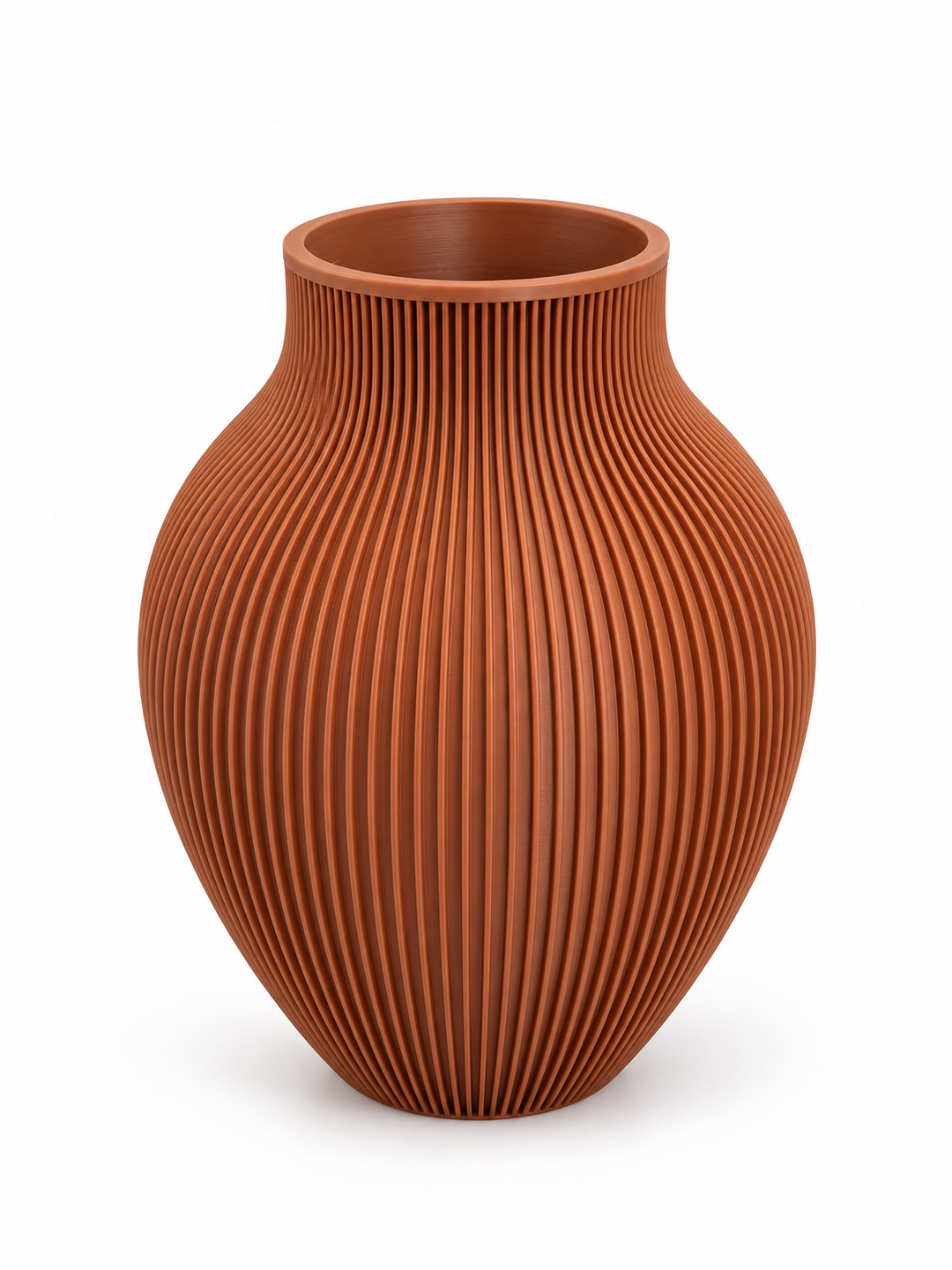 Jarrón decorativo acanalado color terracota– 19x7,5 cm