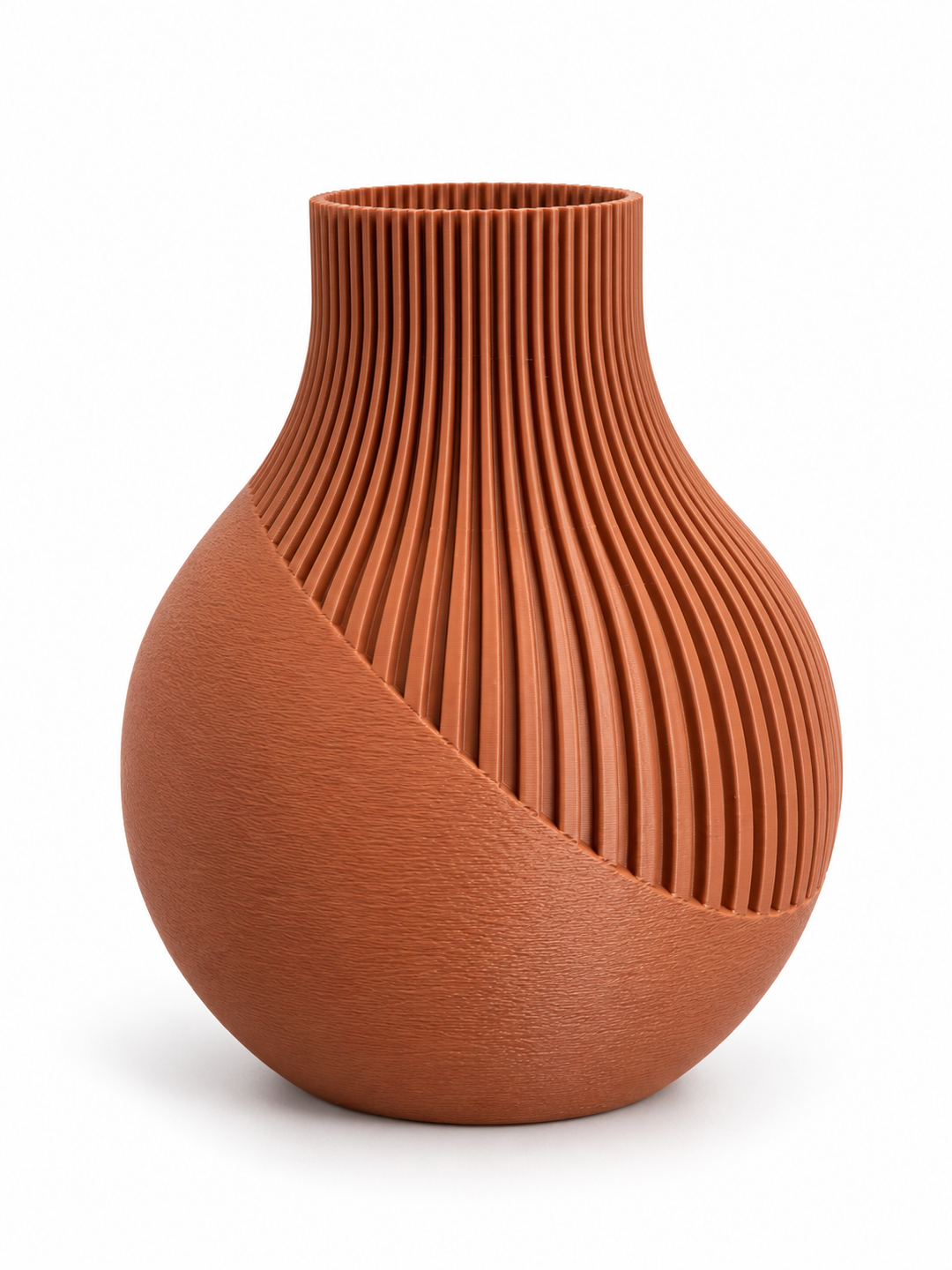 Jarrón decorativo terracota con diseño acanalado 19x 6
