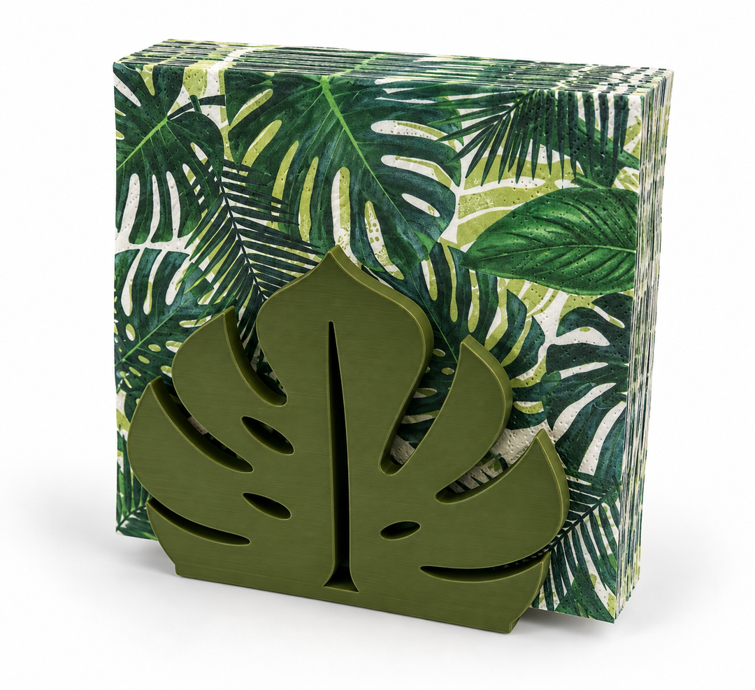 Servilletero hoja tropical 8,5 × 10 cm — hueco 3 cm