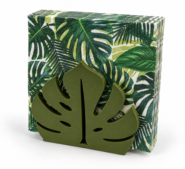 Servilletero hoja tropical 8,5 × 10 cm — hueco 3 cm