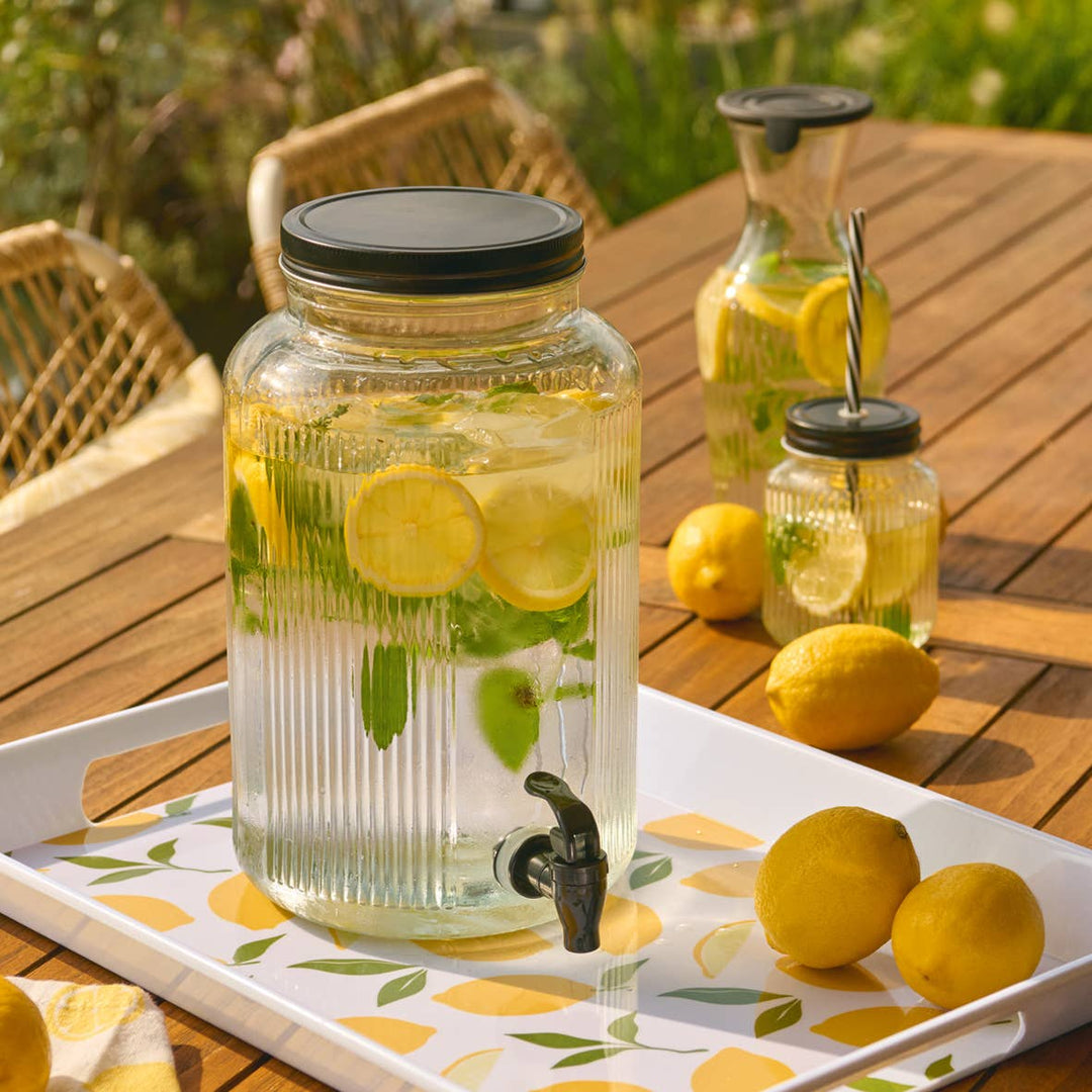 Dispensador de bebidas de vidrio y metal, 3900 ml