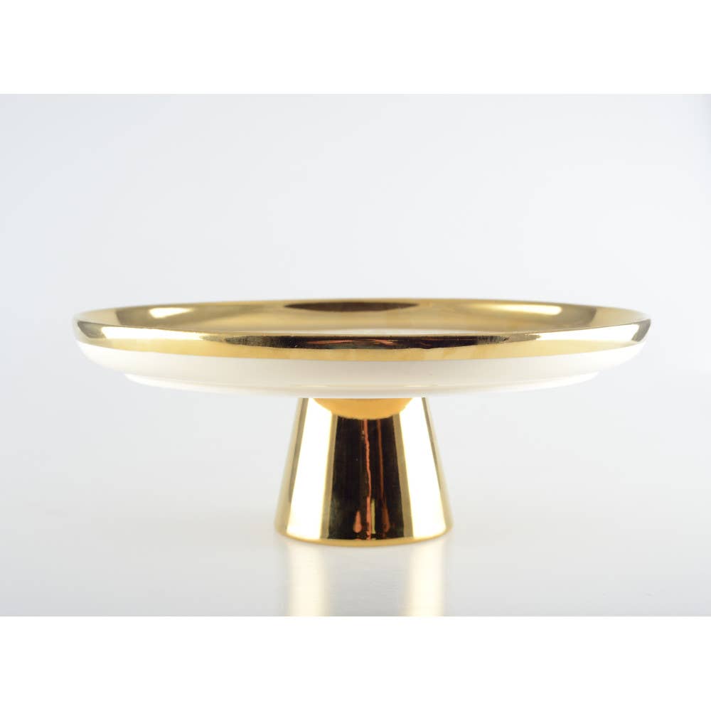 Plato para tarta crema con borde dorado