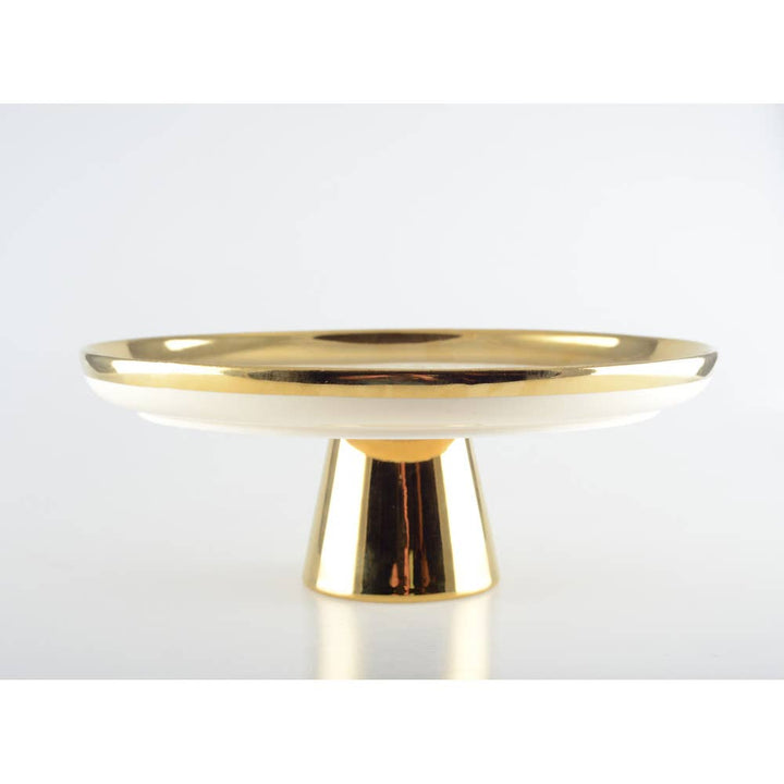 Plato para tarta crema con borde dorado
