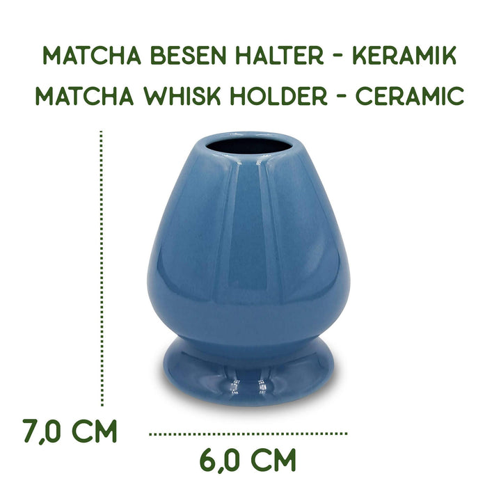 Soporte para batidor de matcha Kusenaoshi cerámico azul