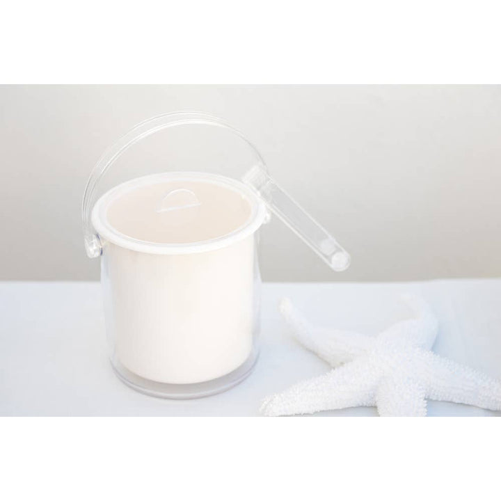 Cubo de hielo acrílico blanco con pinzas