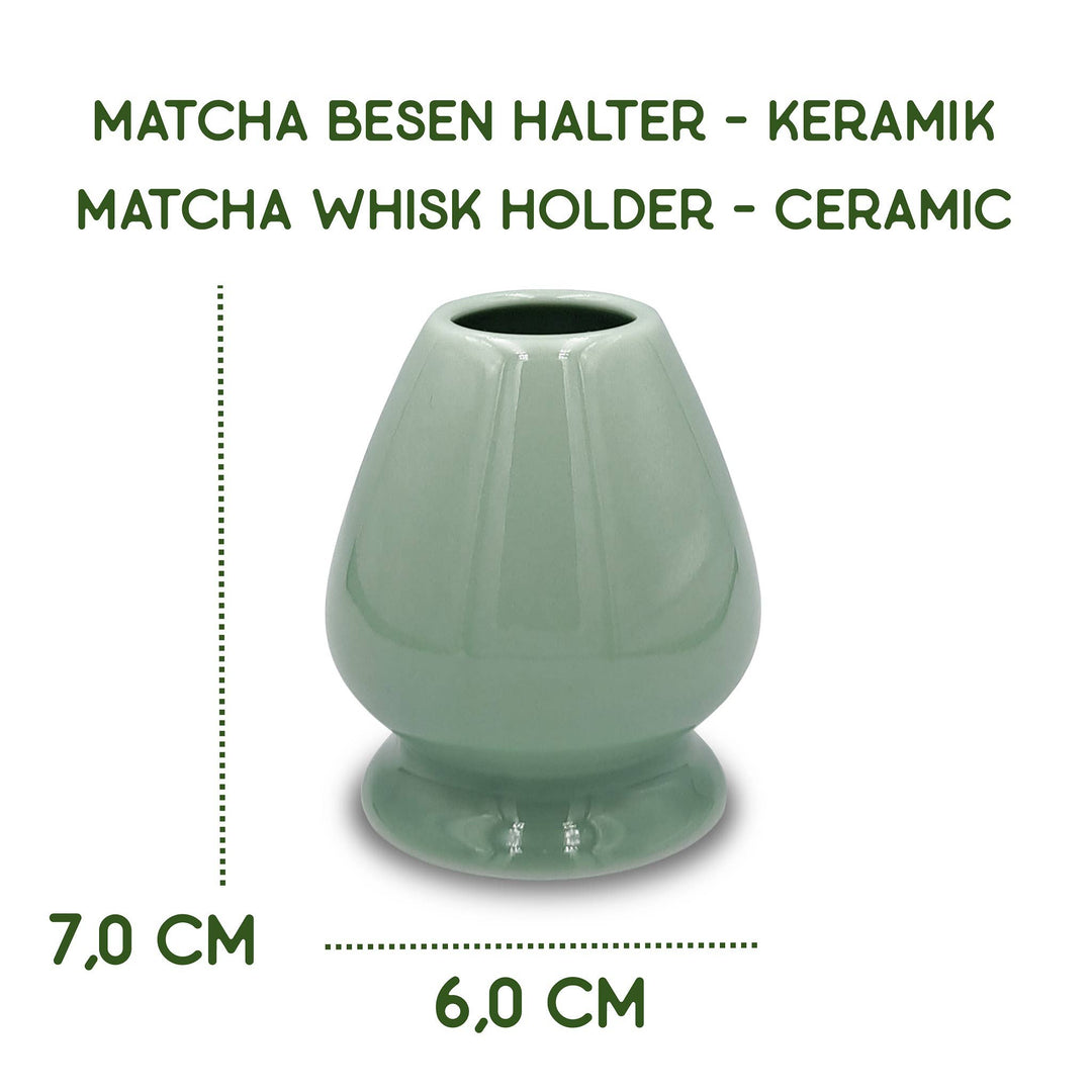 Sujeta batidor de matcha Kusenaoshi de cerámica verde