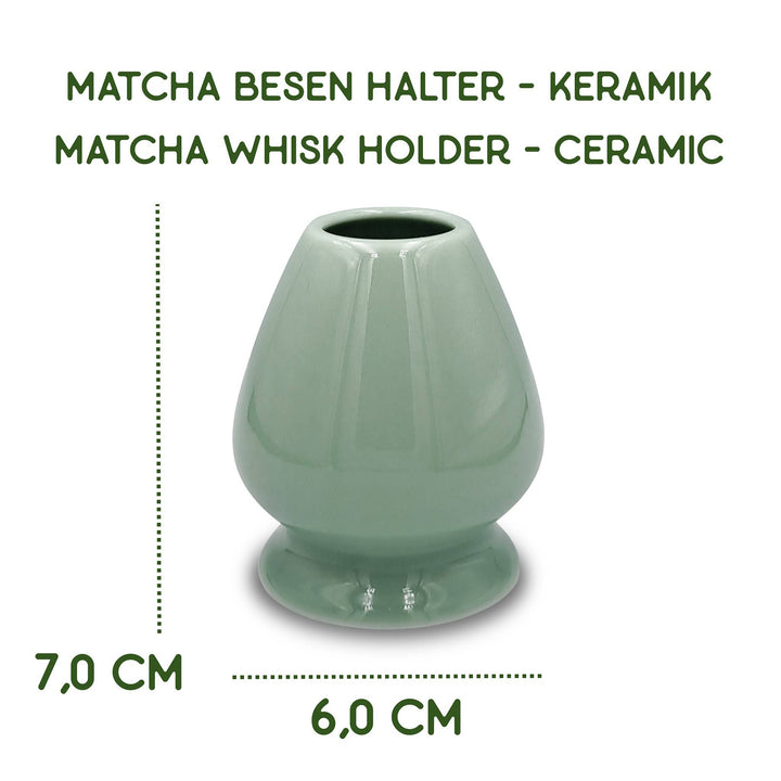 Sujeta batidor de matcha Kusenaoshi de cerámica verde