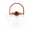 Tetera de vidrio con asa de madera 17x14,8x12,5 cm