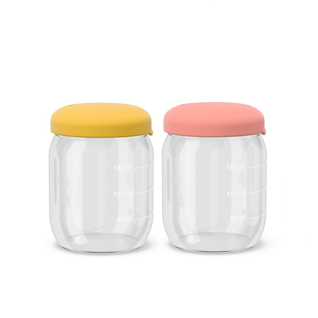 Juego de Tarros de Almacenamiento Vidrio de Borosilicato 180 ml - Coral/Mimosa