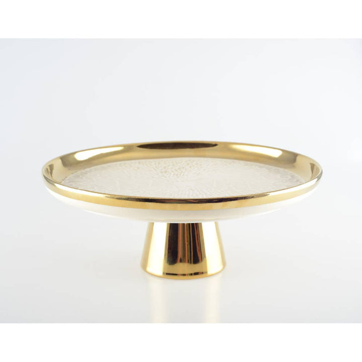 Plato para tarta crema con borde dorado