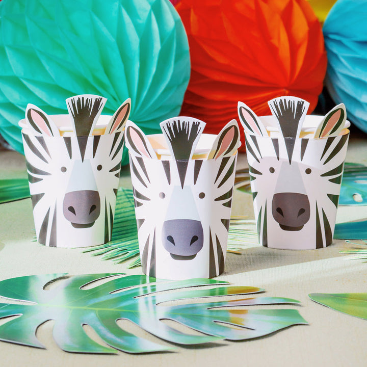 Vasos de cebra con diseño de animales de fiesta (paquete de 8)