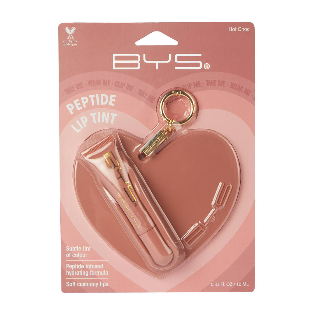 BYS Tinte labial con péptidos y colgante de corazón para bolso — Chocolate caliente