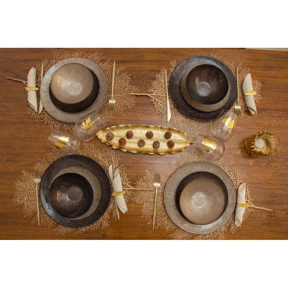 Bajo plato hoja dorada - Juego de 6 unidades