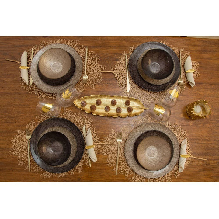 Bajo plato hoja dorada - Juego de 6 unidades