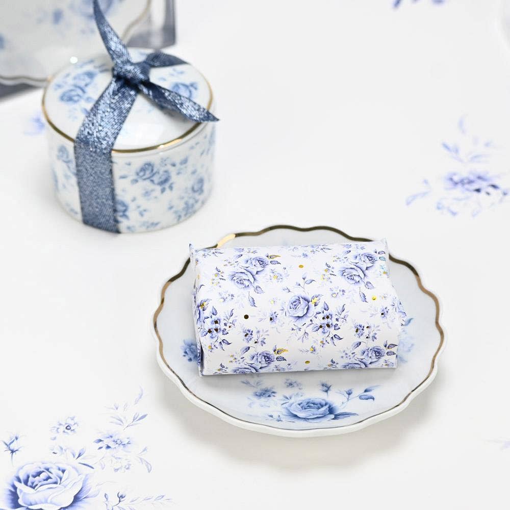 Platito portajoyas de porcelana Flores Azules de SoapTales