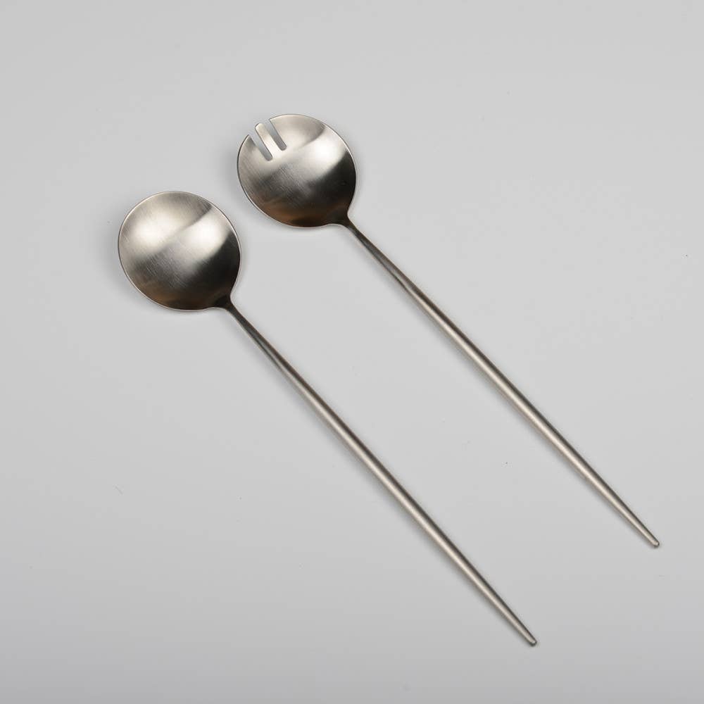 Cubiertos para ensalada de acero inoxidable mate con mango púrpura - AULICA