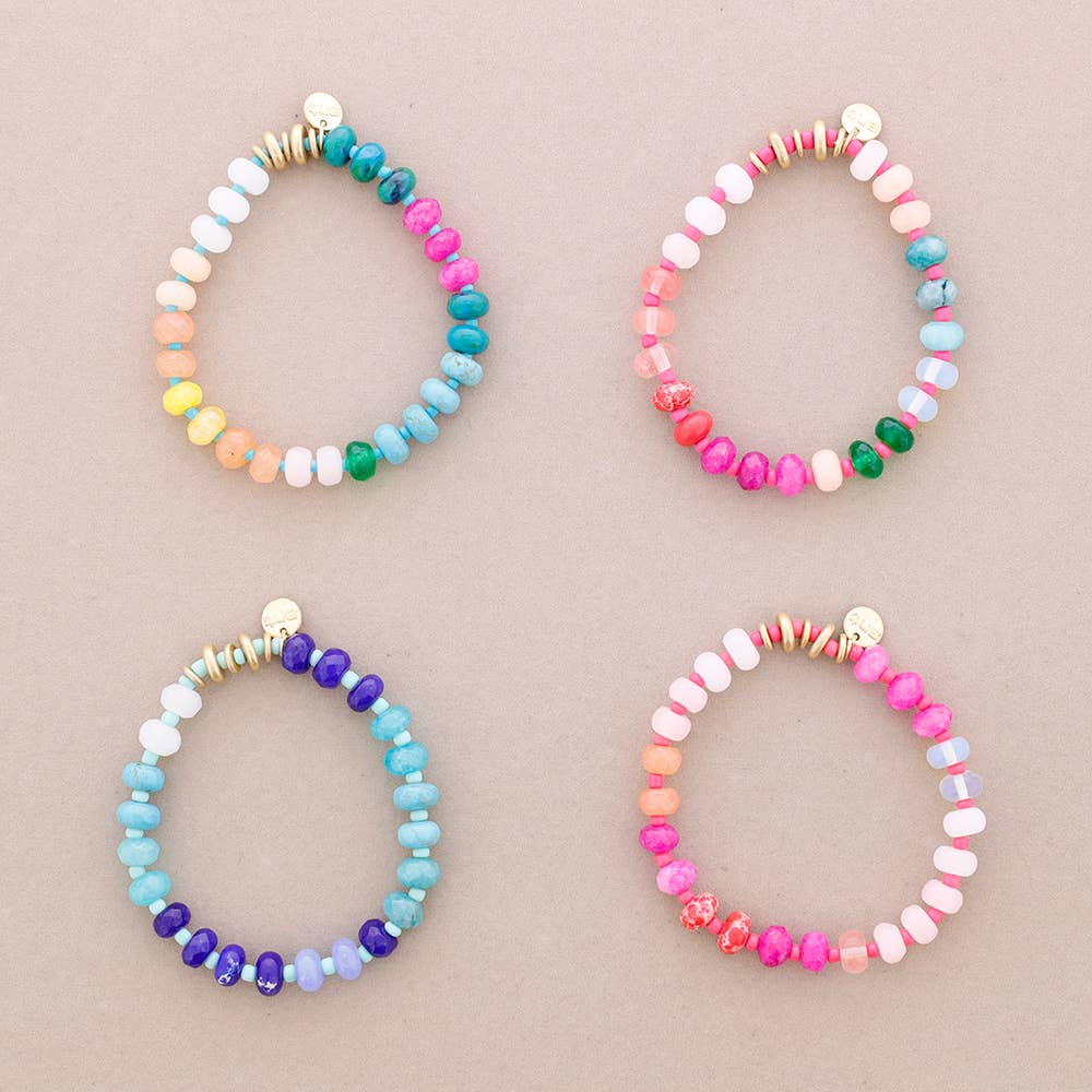 Pulsera Elastica Abalorios Piedras