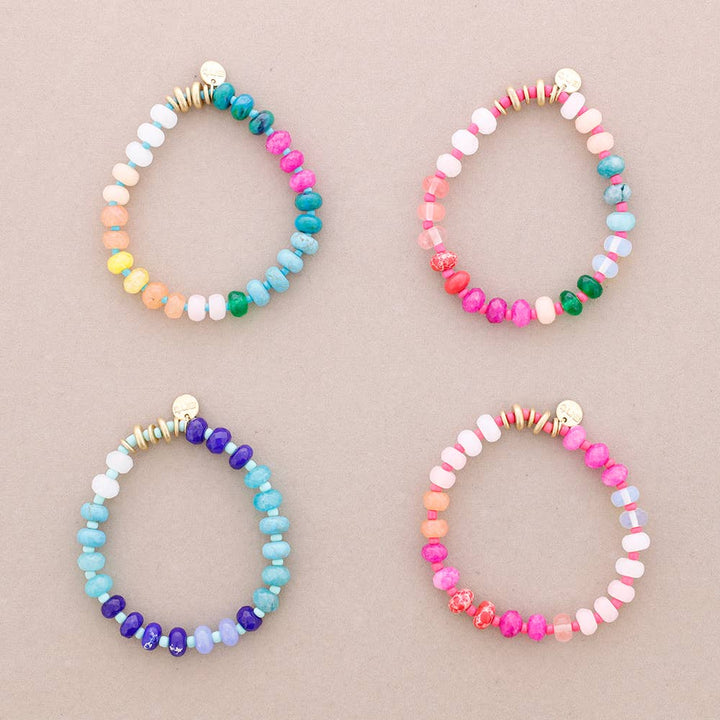 Pulsera Elastica Abalorios Piedras