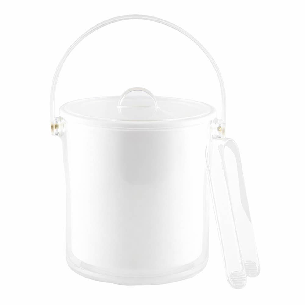 Cubo de hielo acrílico blanco con pinzas