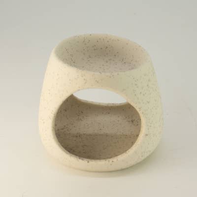 3x Quemador de aceite Zen de cerámica - Guijarro redondo - Blanco roto moteado