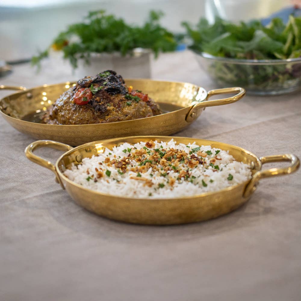 Mini fuente ovalada dorada 25x18.5x4cm