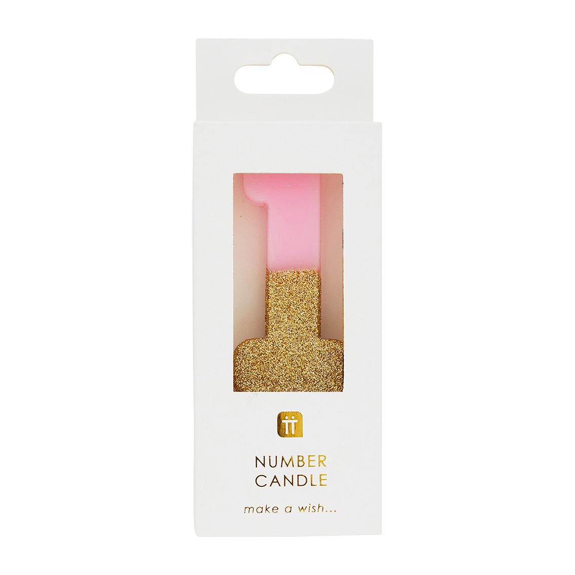 Velas número 1, purpurina rosa