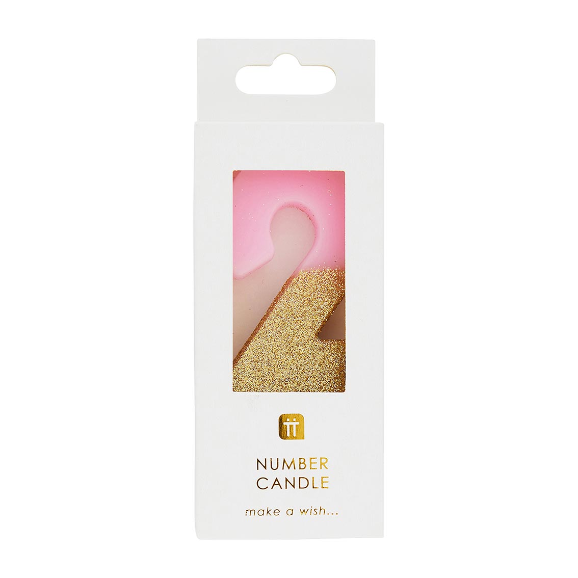 Velas número 2, purpurina rosa