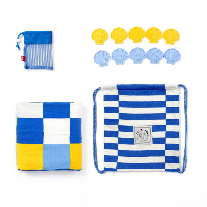 Toalla de playa y juego Tic-Tac-Toe azul con bolsa