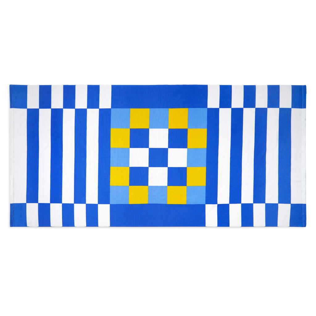 Toalla de playa y juego Tic-Tac-Toe azul con bolsa