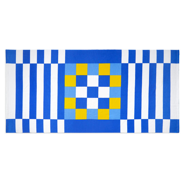 Toalla de playa y juego Tic-Tac-Toe azul con bolsa