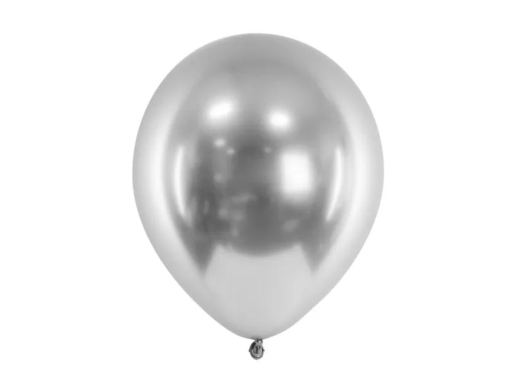 Globos brillantes de 30 cm, plateados - 50 unidades