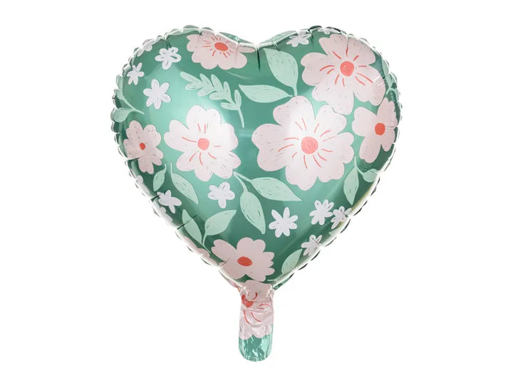 Globos de papel metalizado en forma de corazón con flores, 45 cm, surtido