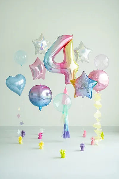 Globo de aluminio  número , 86 cm, arcoíris pastel