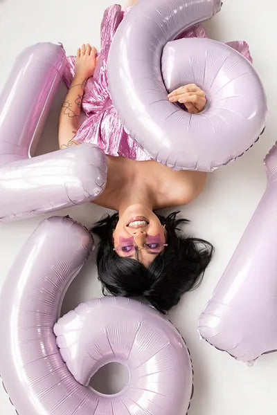 Globo de papel de aluminio número , 86 cm, MORADO