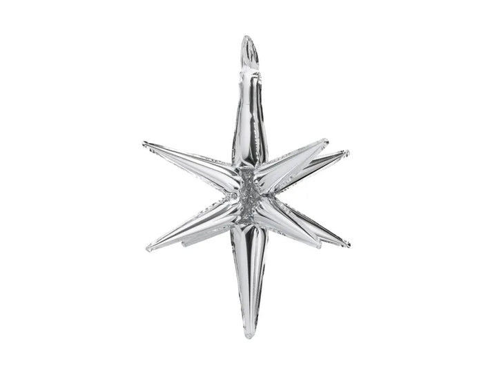 Globo 3D de papel metalizado con forma de estrella, 70 cm, color plata.