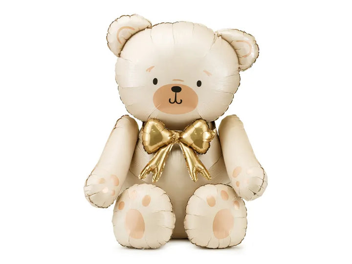 Oso de globo de papel de aluminio, 75x84 cm, color crema.