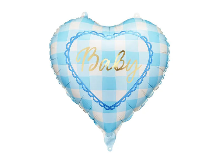 Globo de papel metalizado con forma de corazón "Baby", 35 cm, azul claro.