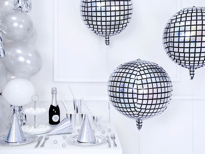 Globo de aluminio con forma de bola de discoteca, 40 cm