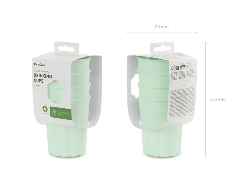 Vasos de plástico Frill, 220 ml, color salvia