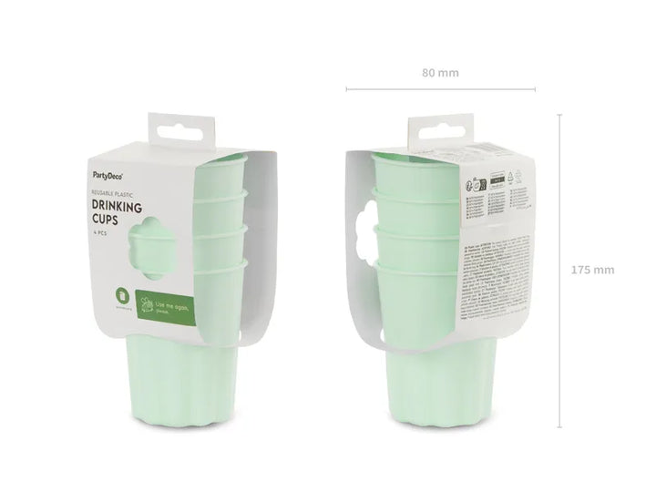Vasos de plástico Frill, 220 ml, color salvia