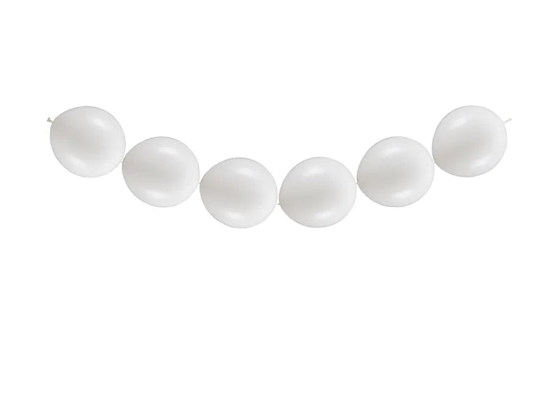 Globos con conector, 28 cm, blanco metalizado puro