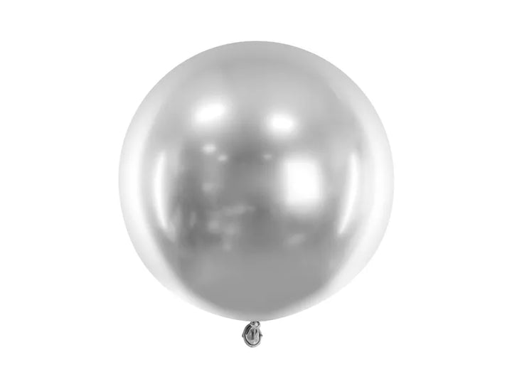 Globo redondo brillante de 60 cm, plateado - 1 unidad