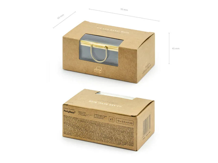 Caja de cristal, dorada, 9x5,5x4 cm