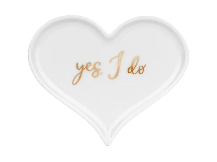 Plato de porcelana con forma de corazón para anillos de boda, 13,3 x 10,8 cm.